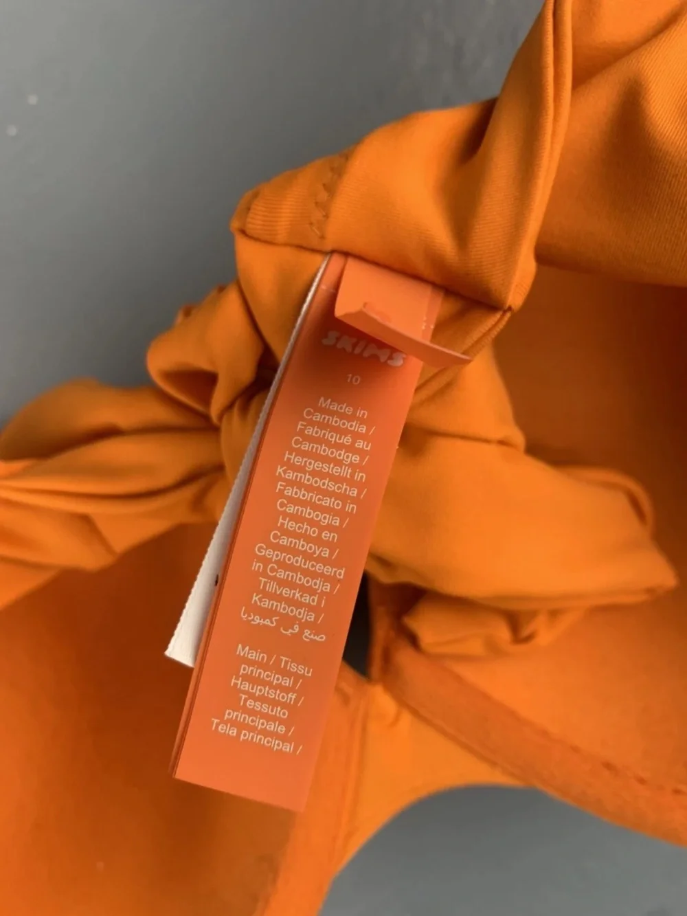 Skims Sz 10 Signature Swim Ultimate Push-Up Bikini Top Tie Back in Tangerine NWT